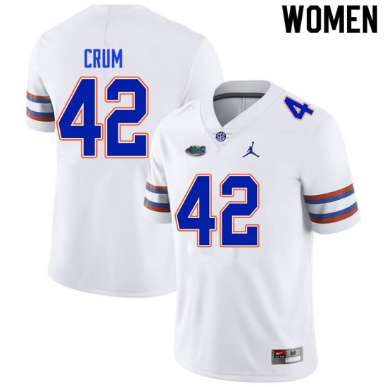 Women's Florida Gators #42 Quaylin Crum NCAA Nike White Authentic Stitched College Football Jersey JSW2362LL